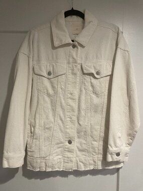 Tgla Women's Ribbed Cream/White Corduroy Cotton Jacket